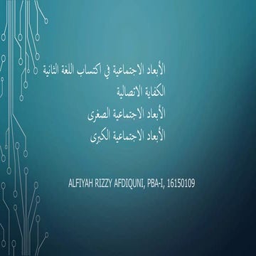 Dimensi Sosial Dalam Pembelajaran Bahasa Kedua