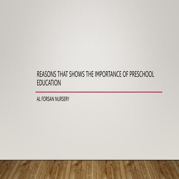 Reasons that Shows the Importance of Preschool Education | PPT