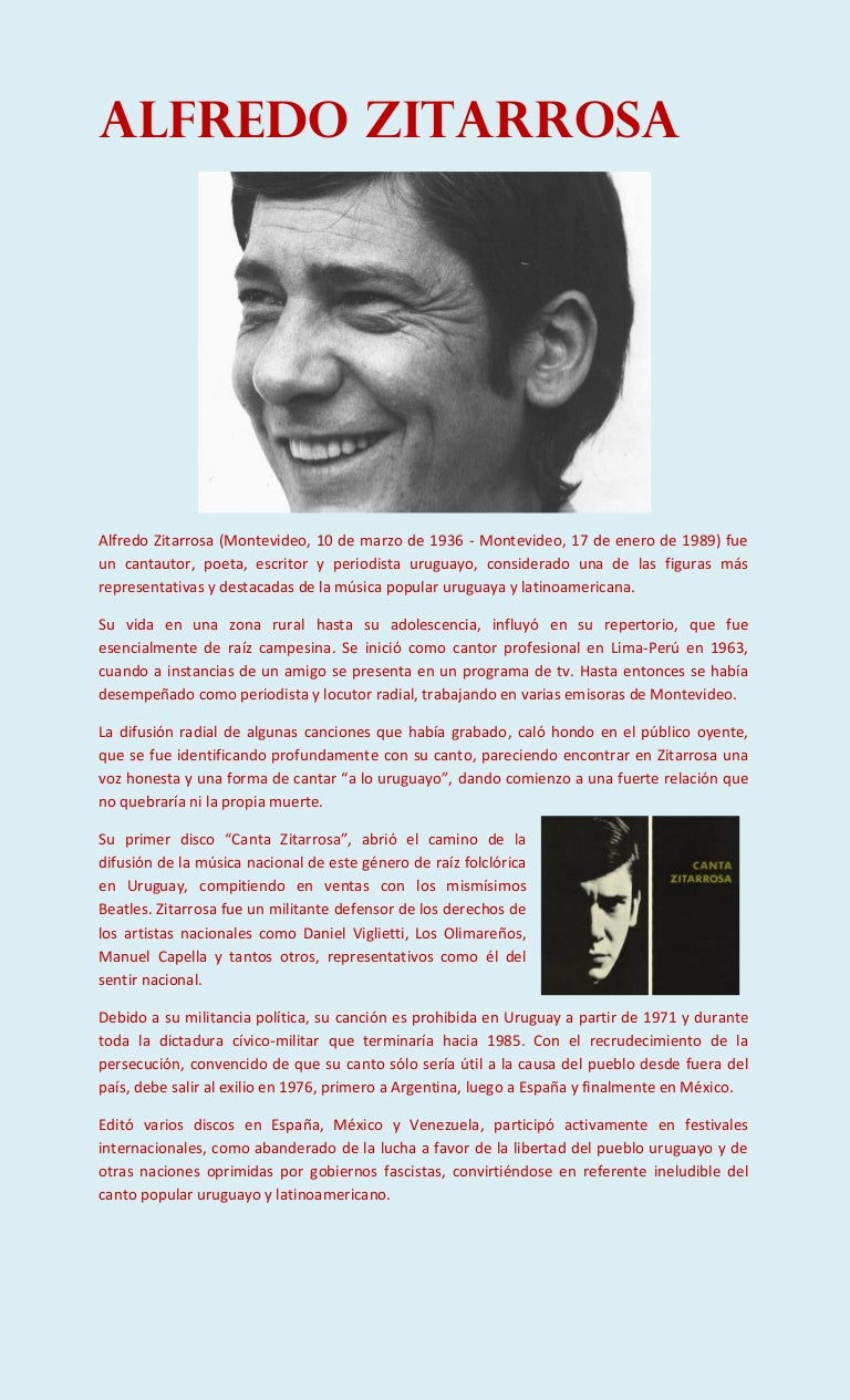 Alfredo Zitarrosa Breve síntesis biográfica