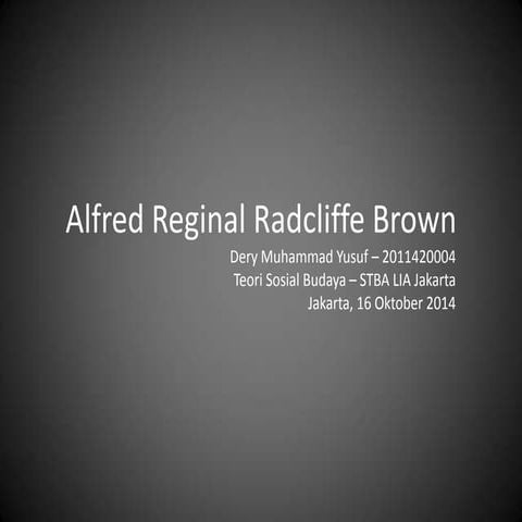 Alfred reginal radcliffe brown