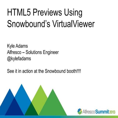 Alfresco Summit 2013 - Ignite Talk - HTML5 Previews Using Snowbound's ...