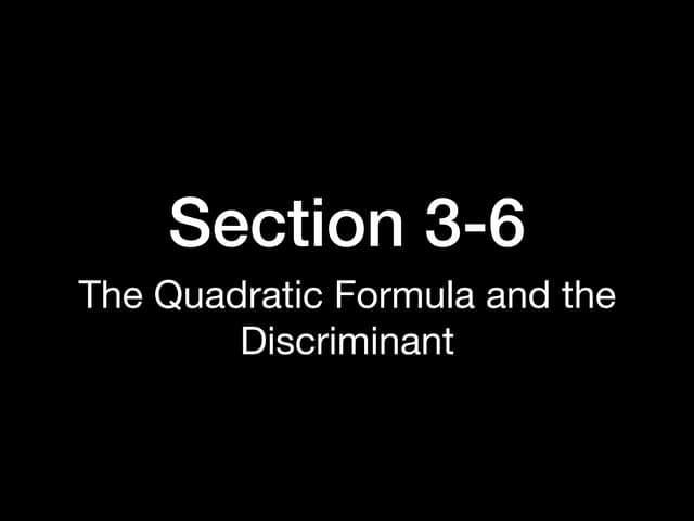 Algebra 2 Section 3-6