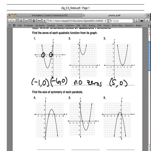 Alg 9.3 Notes Graphing Quadratics