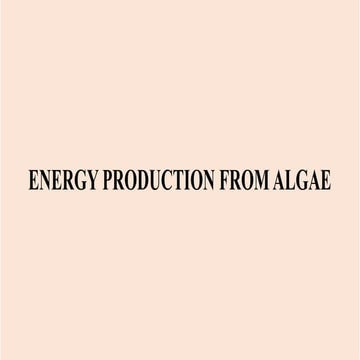 Bio energy production from Algal sources