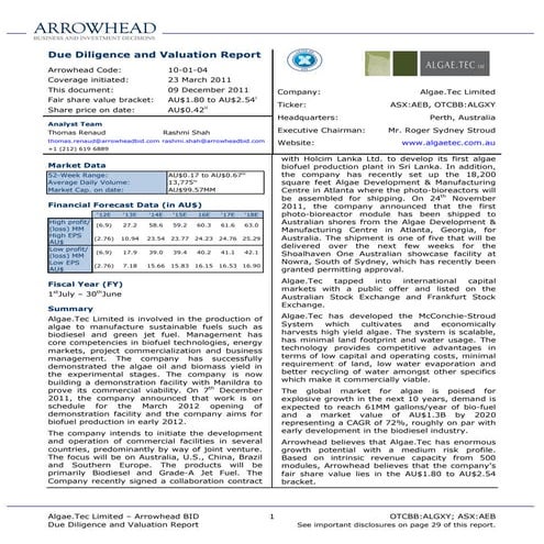 Algae.tec   abid report - 09 dec 11