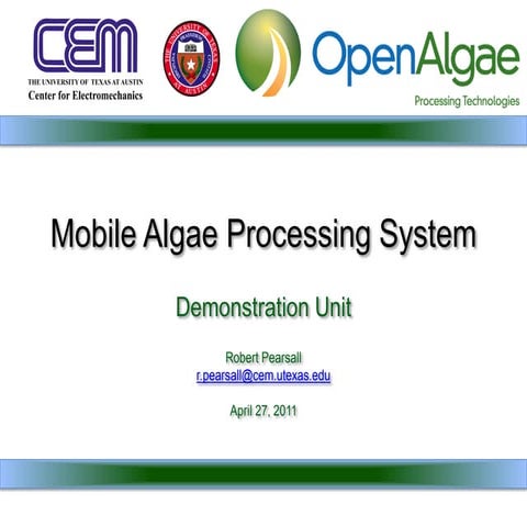 Algae program   robert pearsall - june 2011