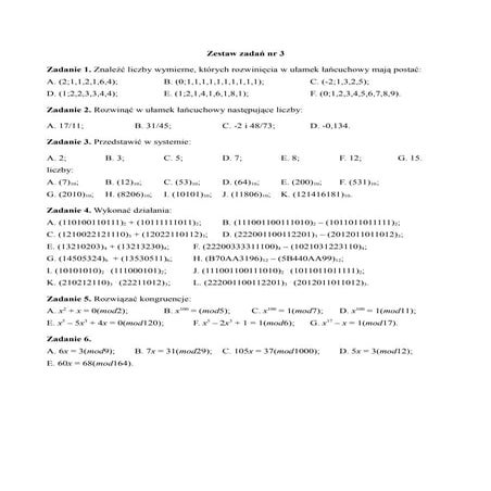 Algebra - Liczby - Zestaw 3