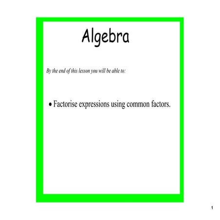 Algebra 1 common factor