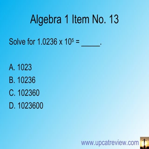 Algebra 1 Item No 13