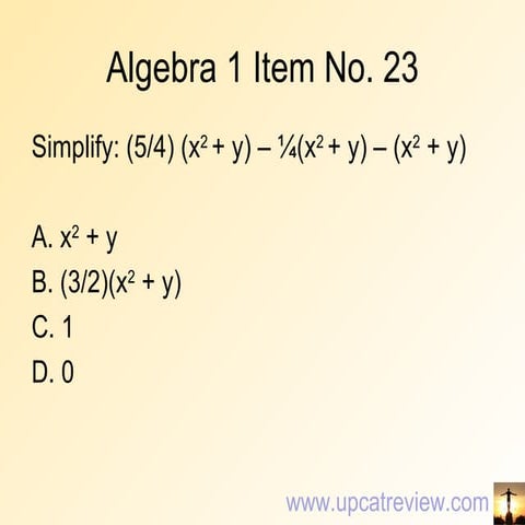Algebra 1 Item No 22