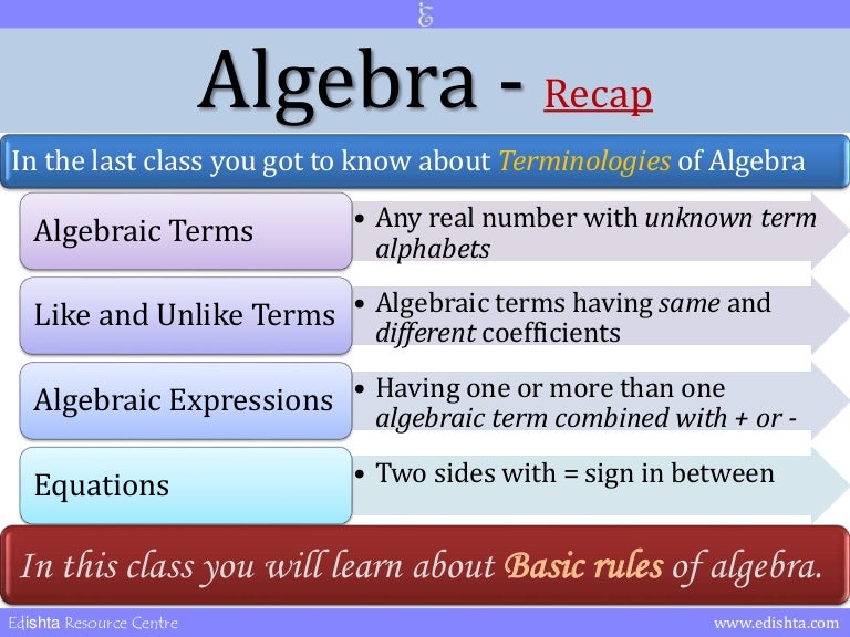 Algebra Rules - Addition and Subtraction
