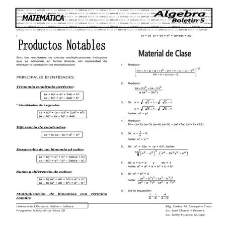 Algebra 5 productos notables