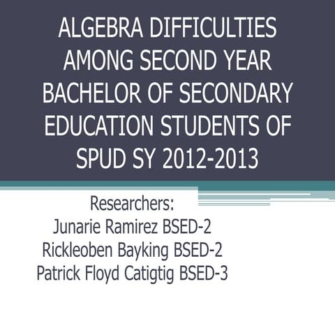 Algebra difficulties among second year bachelor of secondary
