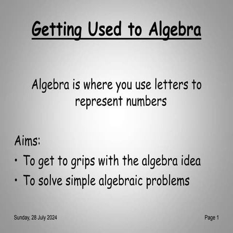 Introduction to Algebra for primary school