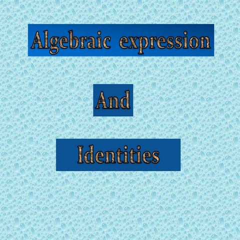 Algebraic expression | PPT