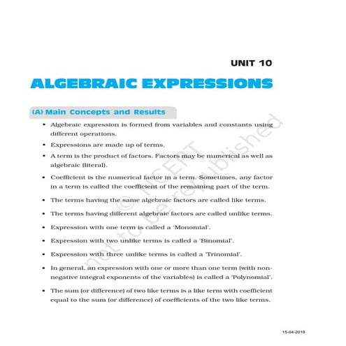 Algebraic expressions