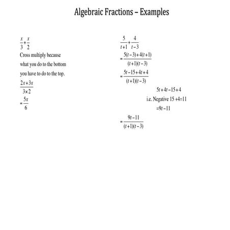 Algebraic fractions section 1