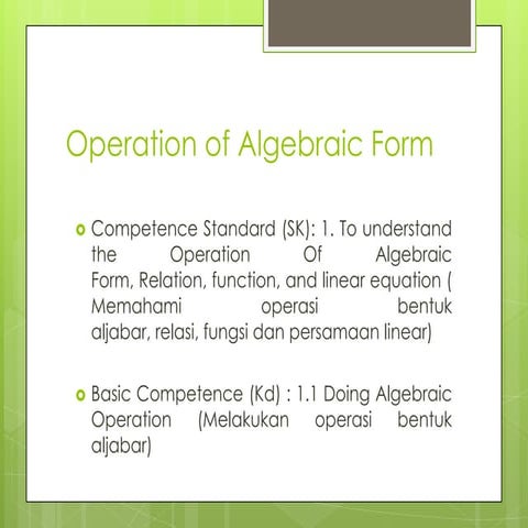 Algebraic operation (Operasi Aljabar)