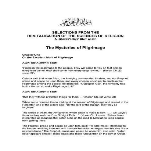 Alghazalisihya book-of-mysteries-of-pilgrimage
