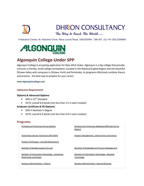 algonquin college web print