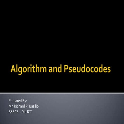 Algorithm and pseudo codes | PPT