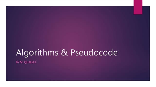 Algorithm and psuedocode | PPT