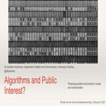 Algorithms and Public Interest? Protecting pluralism and diversity in media a...