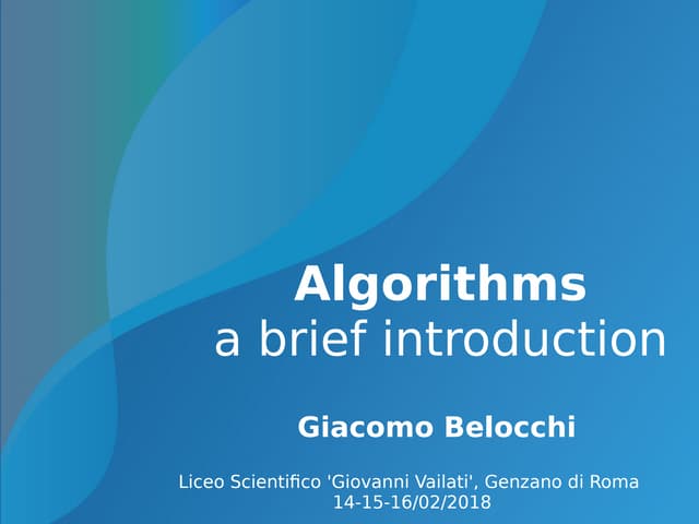 Algorithms - a brief introduction