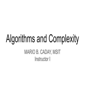 CSC102: Algorithms and Complexity - Module
