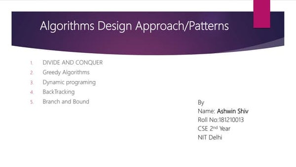 Our presentation on algorithm design