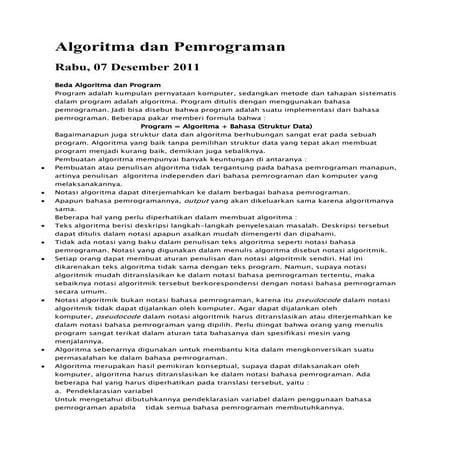 Algoritma dan pemrograman