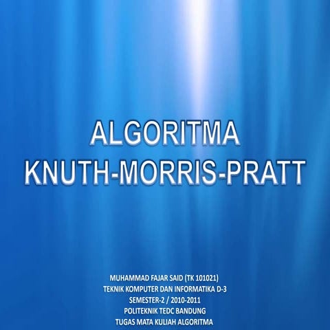 Algoritma Knuth-Morris-Pratt | PPT