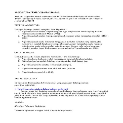 Algoritma pemrograman dasar