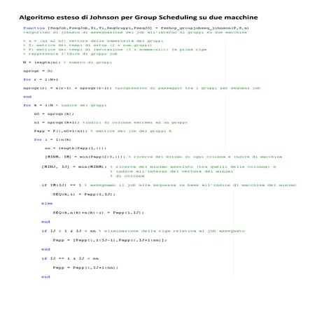 Algoritmo Esteso Di Johnson Per Group Scheduling Su Due Macchine