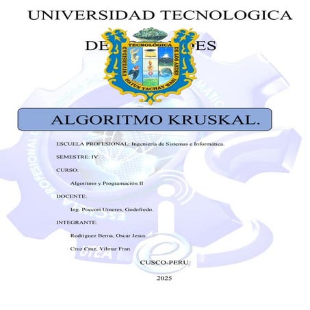 INGENIERIA DE SISTEMAS. ALGORITMO KRUSKAL.