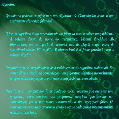 Algoritmos dos Computadores