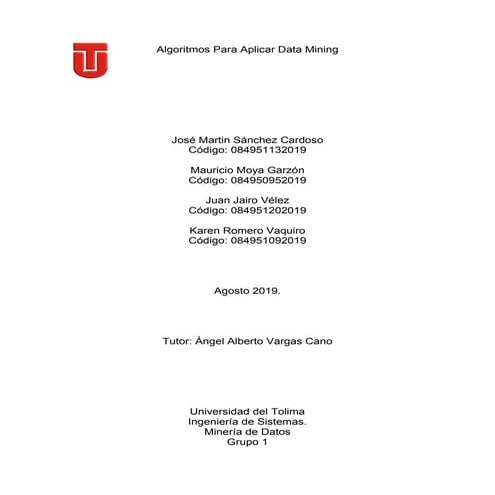 Algoritmos para aplicar data mining