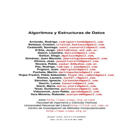 Algoritmos y Estructuras de Datos. Algoritmos y Estructuras de Datos | PDF