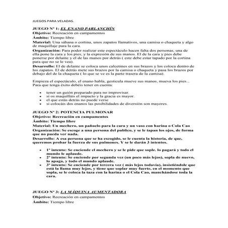 Algunas actividades para campamento