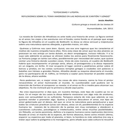 Estoicismo y utopía: consideraciones sobre el amor en las novelas de Caritón y Longo