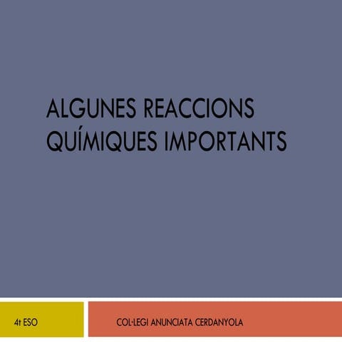 Algunes Reaccions Quimiques