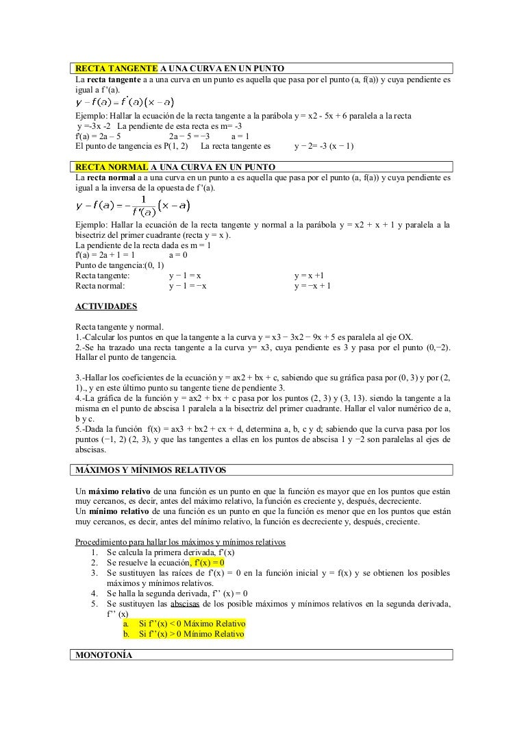 Calculadora Ecuacion De La Recta Tangente Algunos apuntes que nos quedan por dar, subrayado