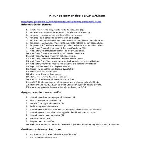 Algunos comandos de GNU-LINUX