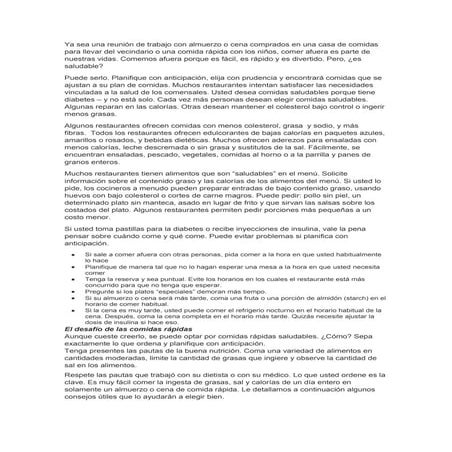 Algunos consejos para diabeticos