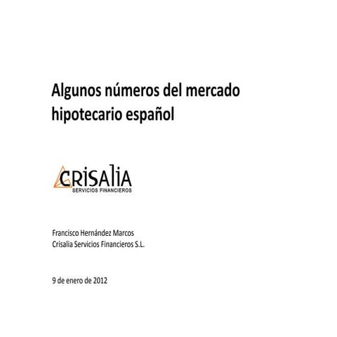 Algunos datos del mercado hipotecario español