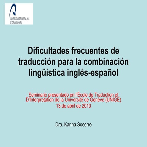 Algunos problemas de traducción inglés español