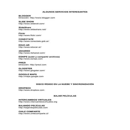 Algunos servicios interesantes