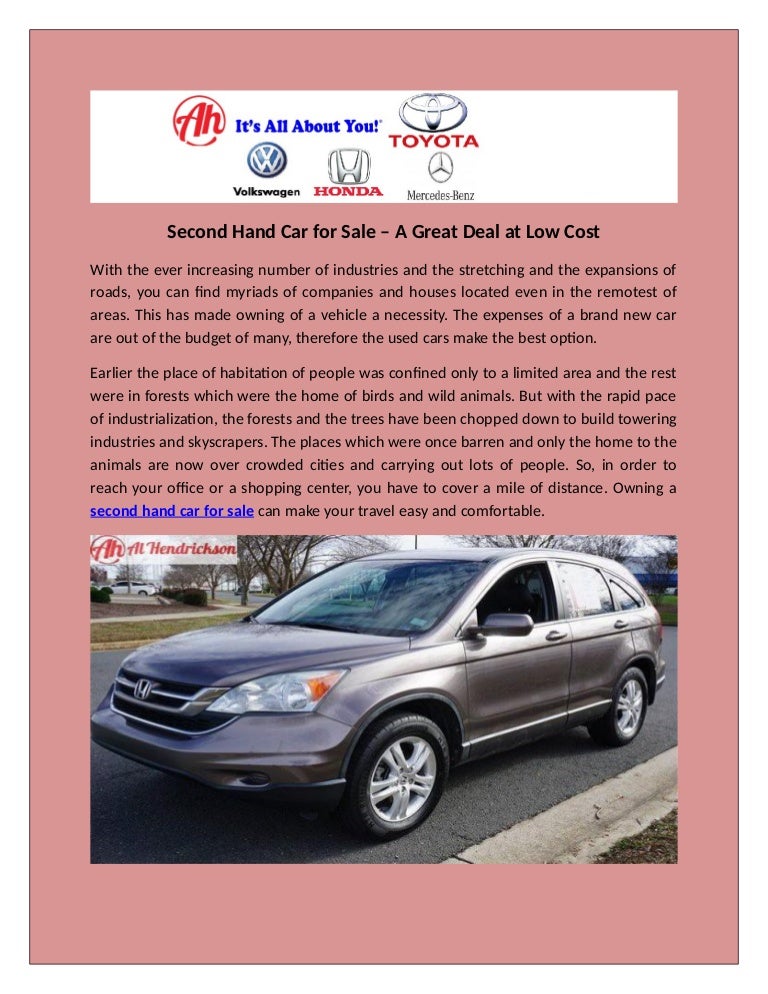 Second Hand Car for Sale A Great Deal at Low Cost