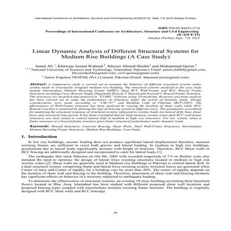 Linear Dynamic Analysis of Different Structural Systems for  Medium Rise Buil...