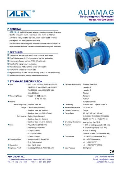 Alia electromagnetic flowmeter_flange type_amf900 series_waste water